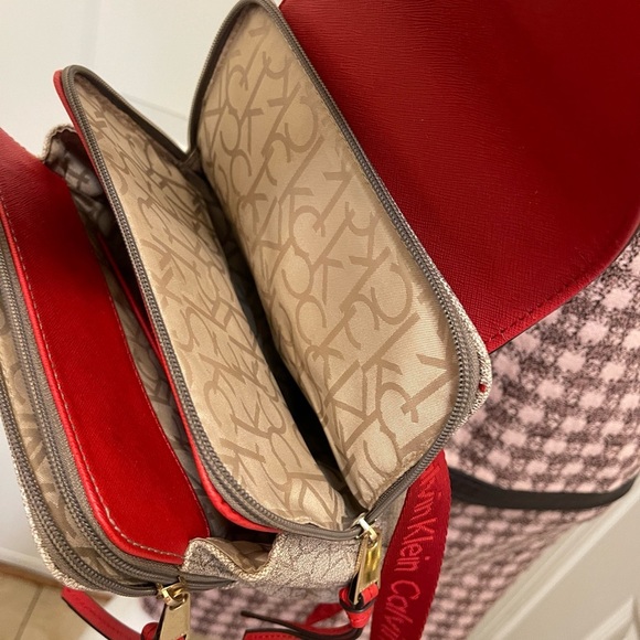 Calvin Klein Red and Gray Backpack
